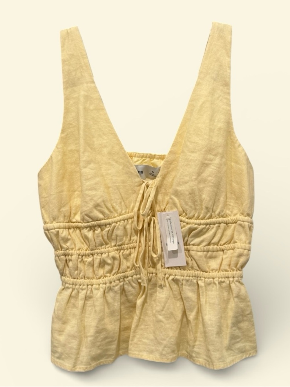 Hollister Pale Yellow Tie-Front Ruffled Camisole